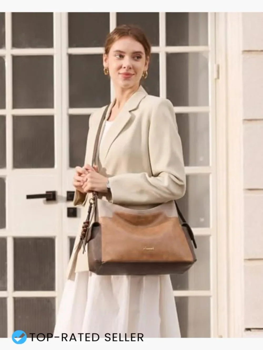 Hobo Handbag Soft Faux Leather Crossbody Shoulder Bag with Tassel Charm